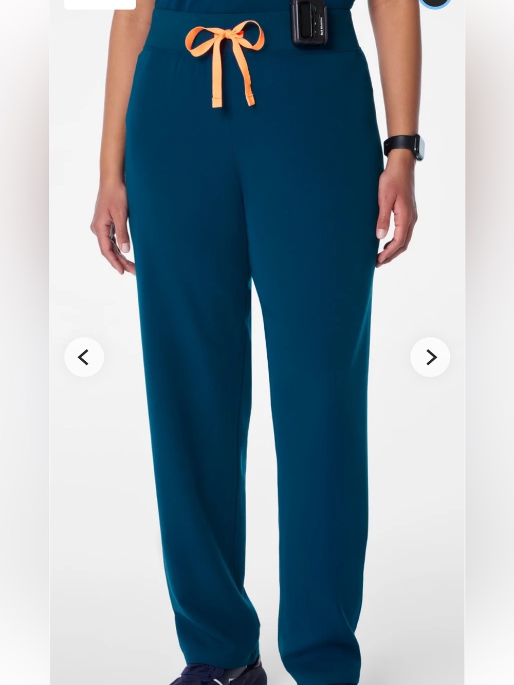 Figs DEEP REEF Women’s Straight-Leg Drawstring Pants in Teal with Orange Tie